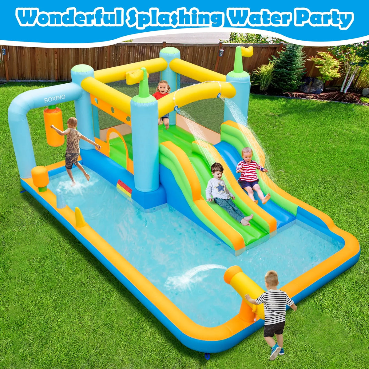 Inflatable Water Slide Park with Double Slides Splash Pool S603