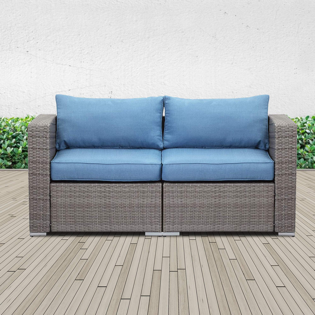 Blue Wicker Outdoor Loveseat Set Y3298