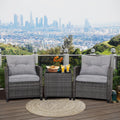 3 Pcs Patio Rattan Sofa Set with Grey Cushion M766