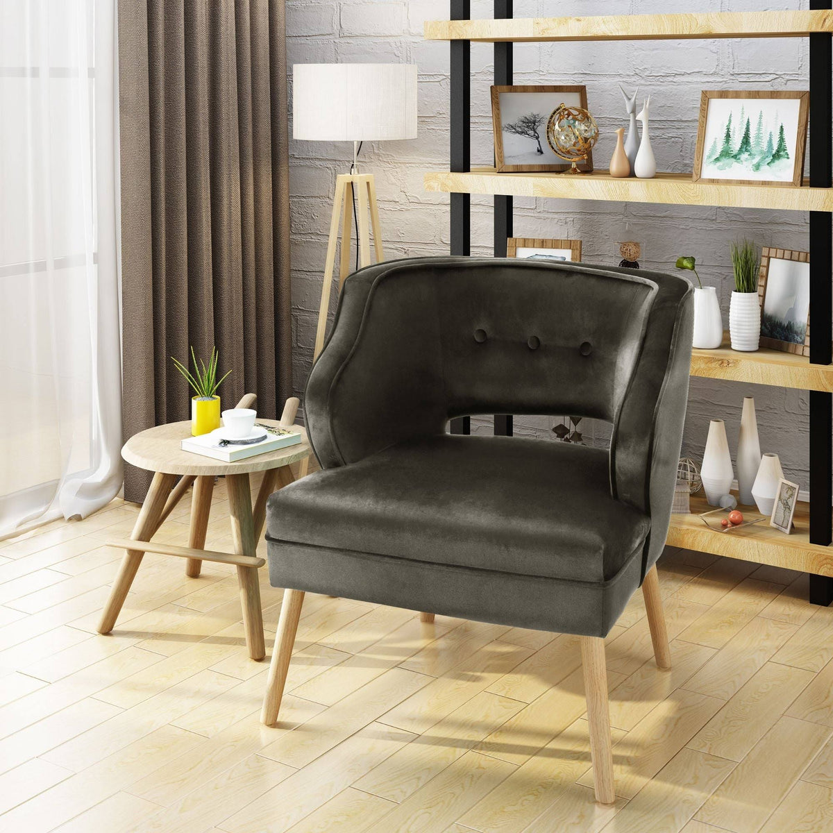Gray and Beige Contemporary Accent Chair X61052
