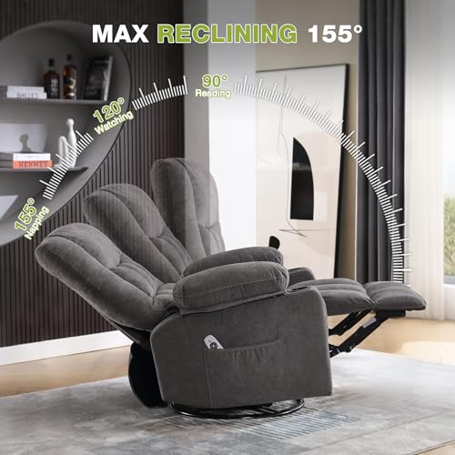 Oversized Swivel Rocker Recliner Chair with Massage and Heat P1279