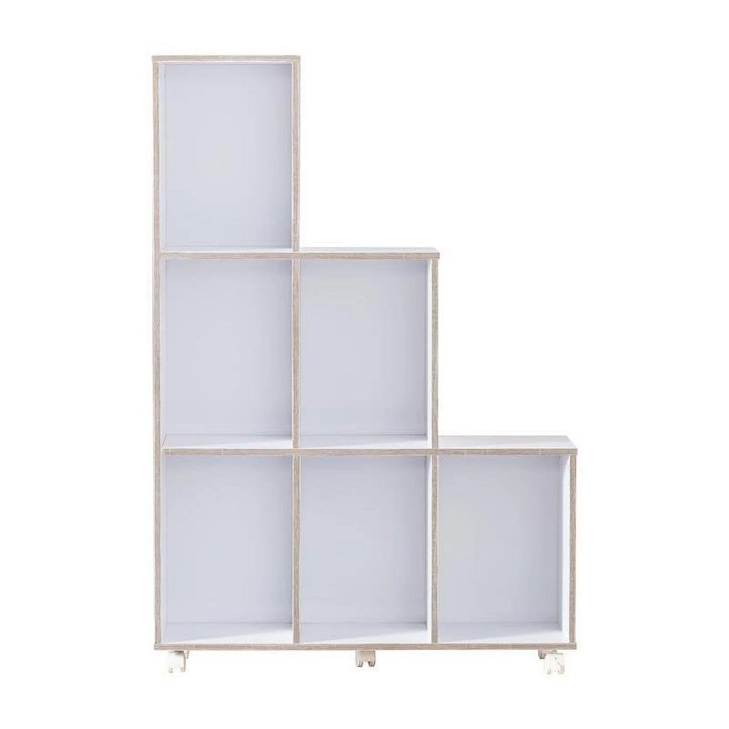 White Wood 6-Compartment Bookcase D936