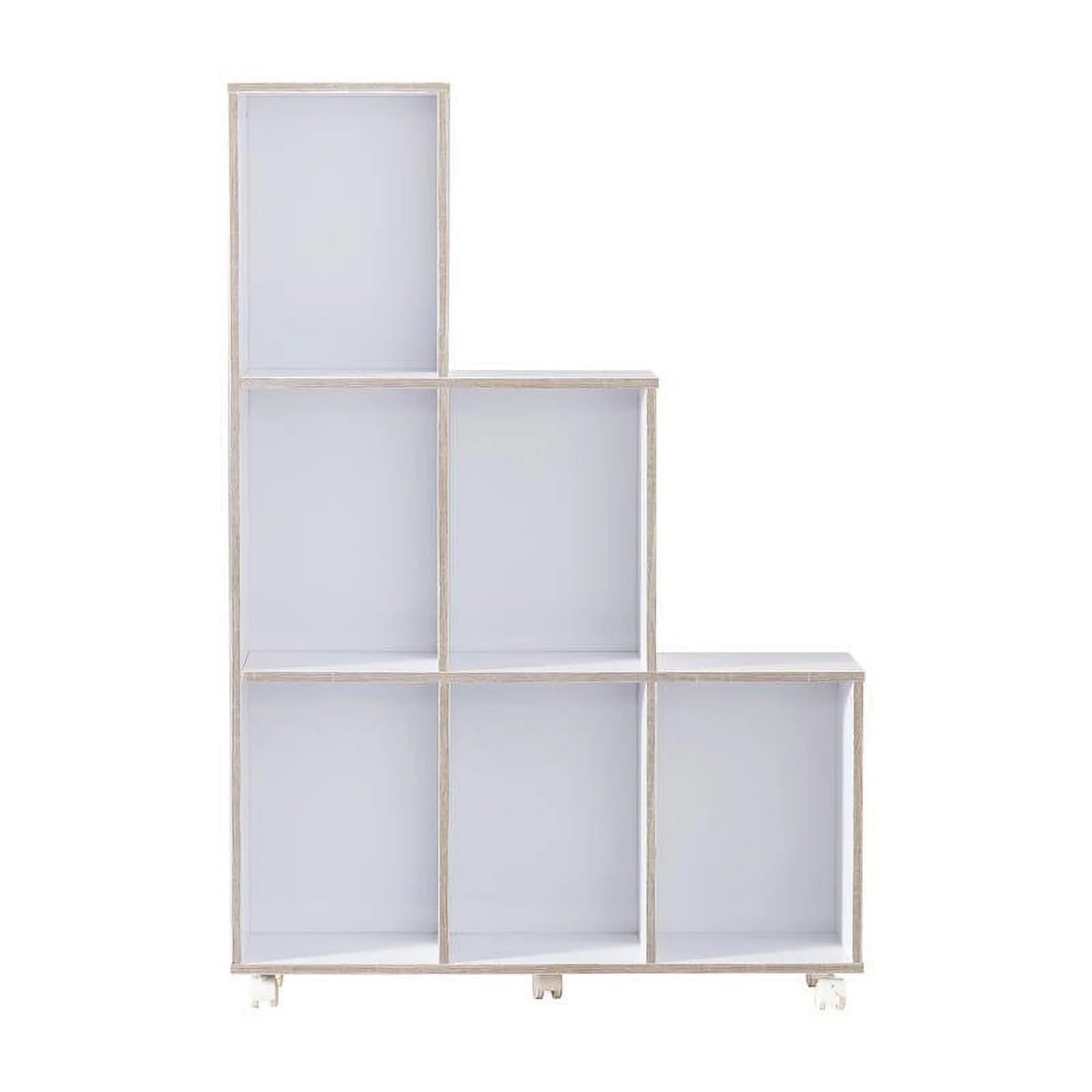 White Wood 6-Compartment Bookcase D936