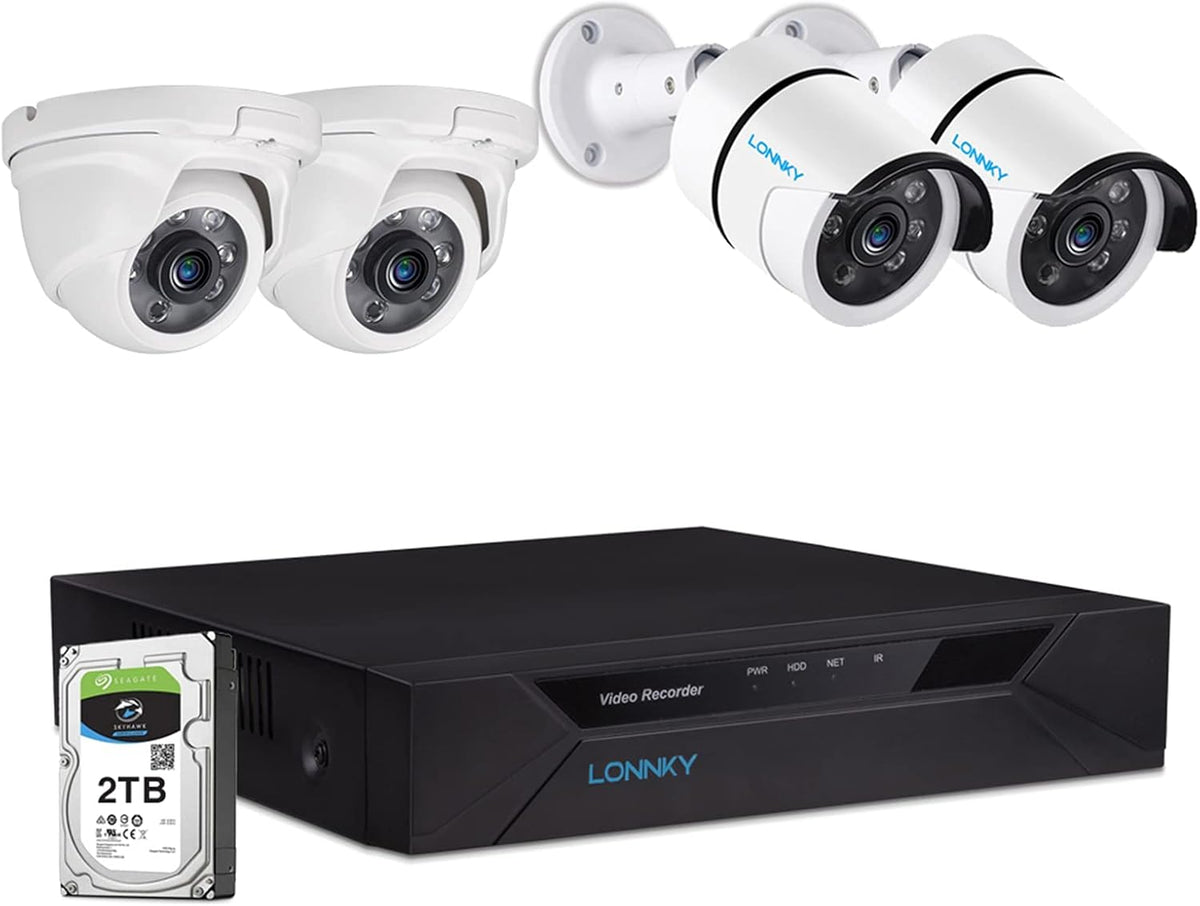 8CH 5MP Lite Surveillance DVR with 2 Bullet Cameras and 2 Dome Cameras (2TB HDD) Y440175