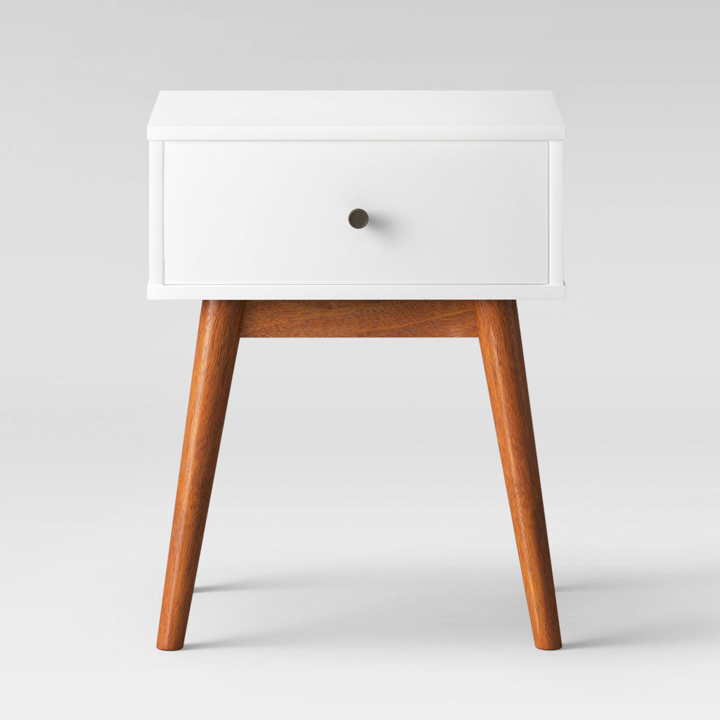 White/Brown Mid Century Two-Tone Side Table D726