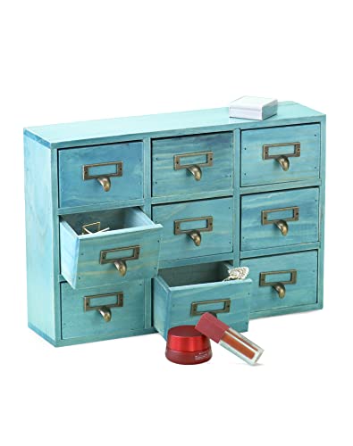 Blue Wooden 9 Drawer Desk Drawer Organizer M75681