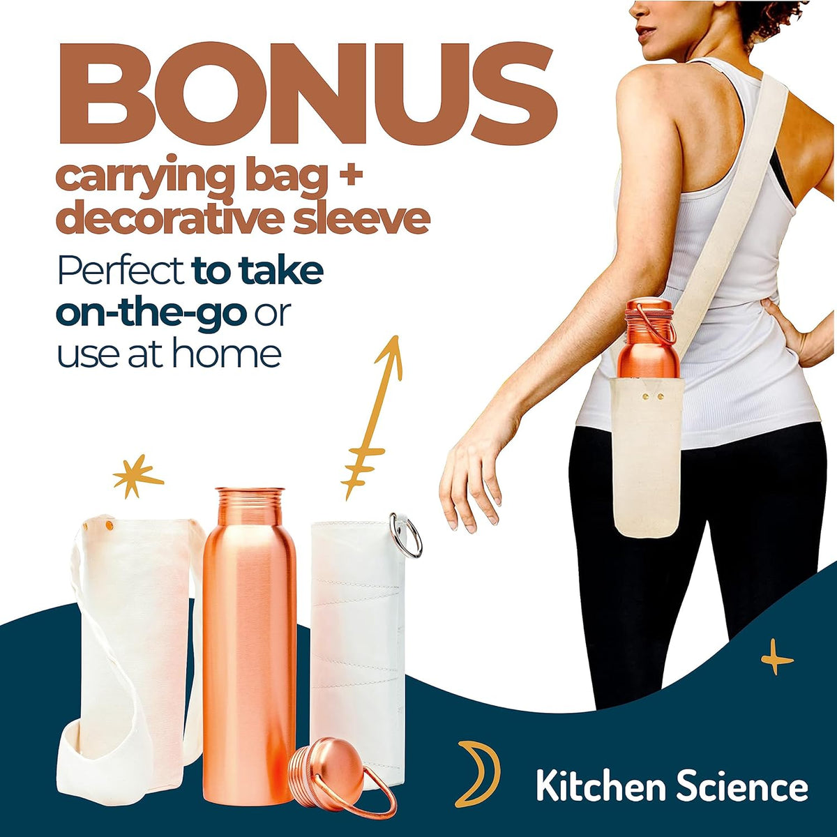 34 Oz 100% Pure Copper Water Bottle with Canvas Bag O12216