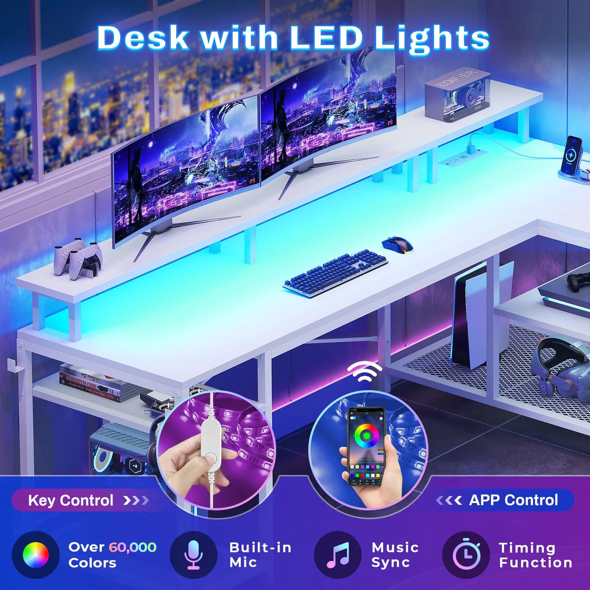 White L Shaped Desk with File Drawer J72510