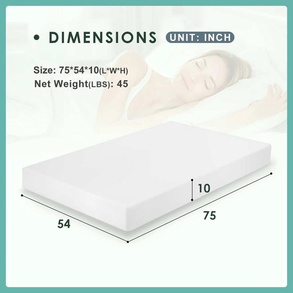 Gel Memory Foam Medium Firm Mattress, 10 in Full E569052