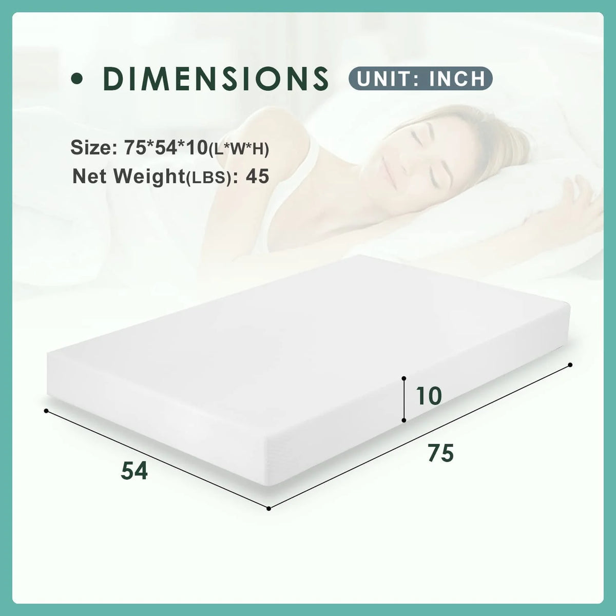 Gel Memory Foam Medium Firm Mattress, 10 in Full E569052