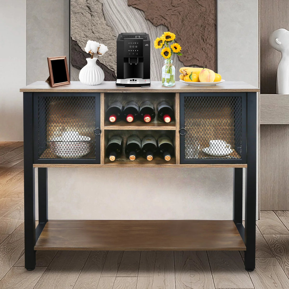 Brown Buffet Sideboard with Storage Shelves L86463