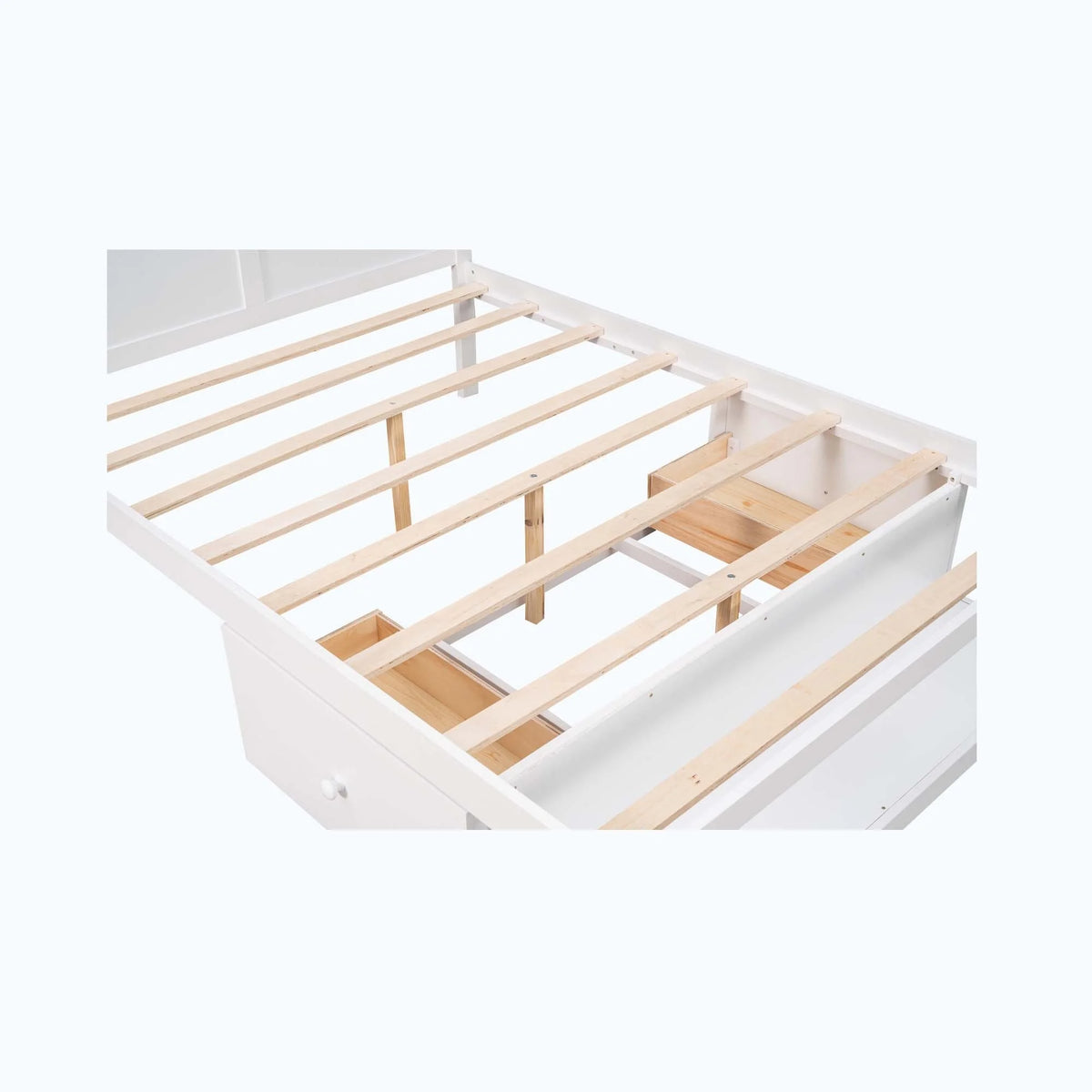 White Full Size Platform Bed with Drawer and Shelf T95932