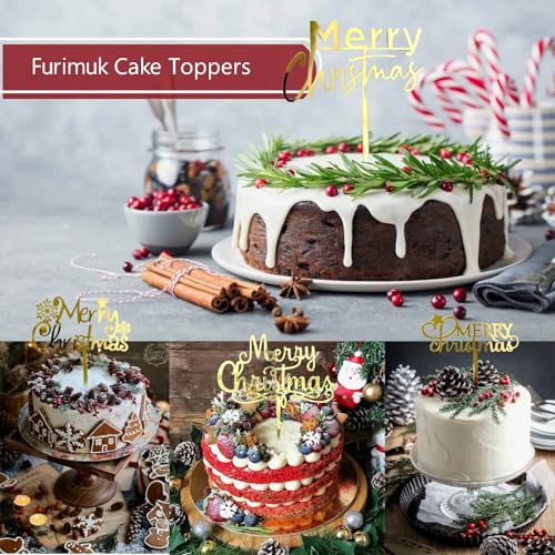 9 Pcs Gold Acrylic Christmas Cake Topper O37325
