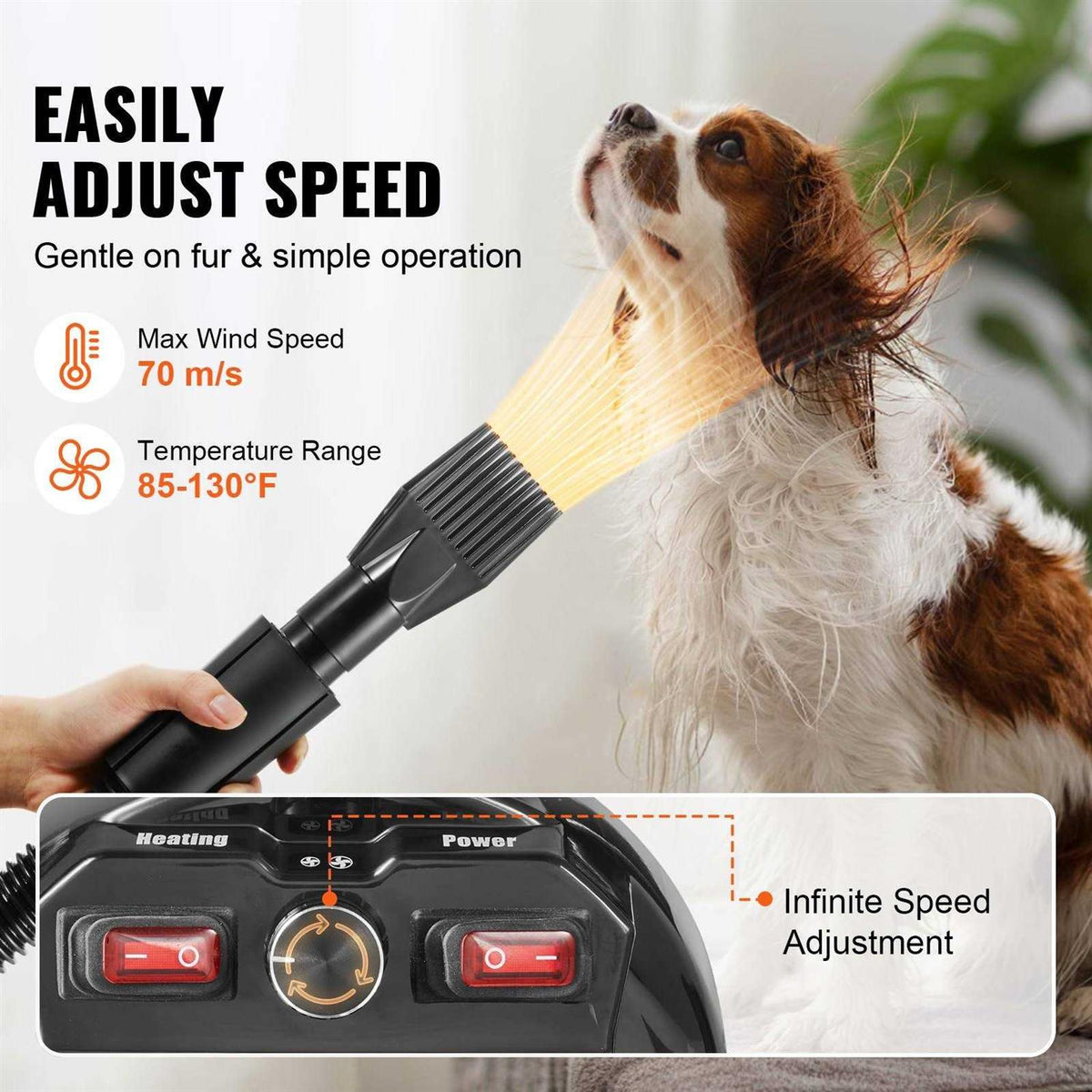 2000-Watt Pet Grooming Dryer with 4 Nozzles K367