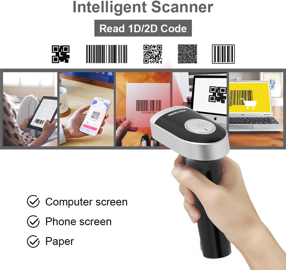 Wireless and Wired Handheld Barcode Scanner with Stand, Pack of 2 Y864