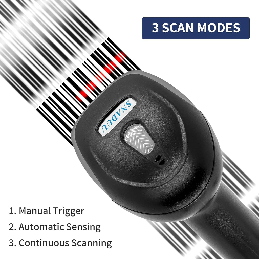 Bluetooth Barcode Scanner 2D QR Code, Handheld Barcode Reader Automatic Scan 1D PDF417 Datamatrix M6622