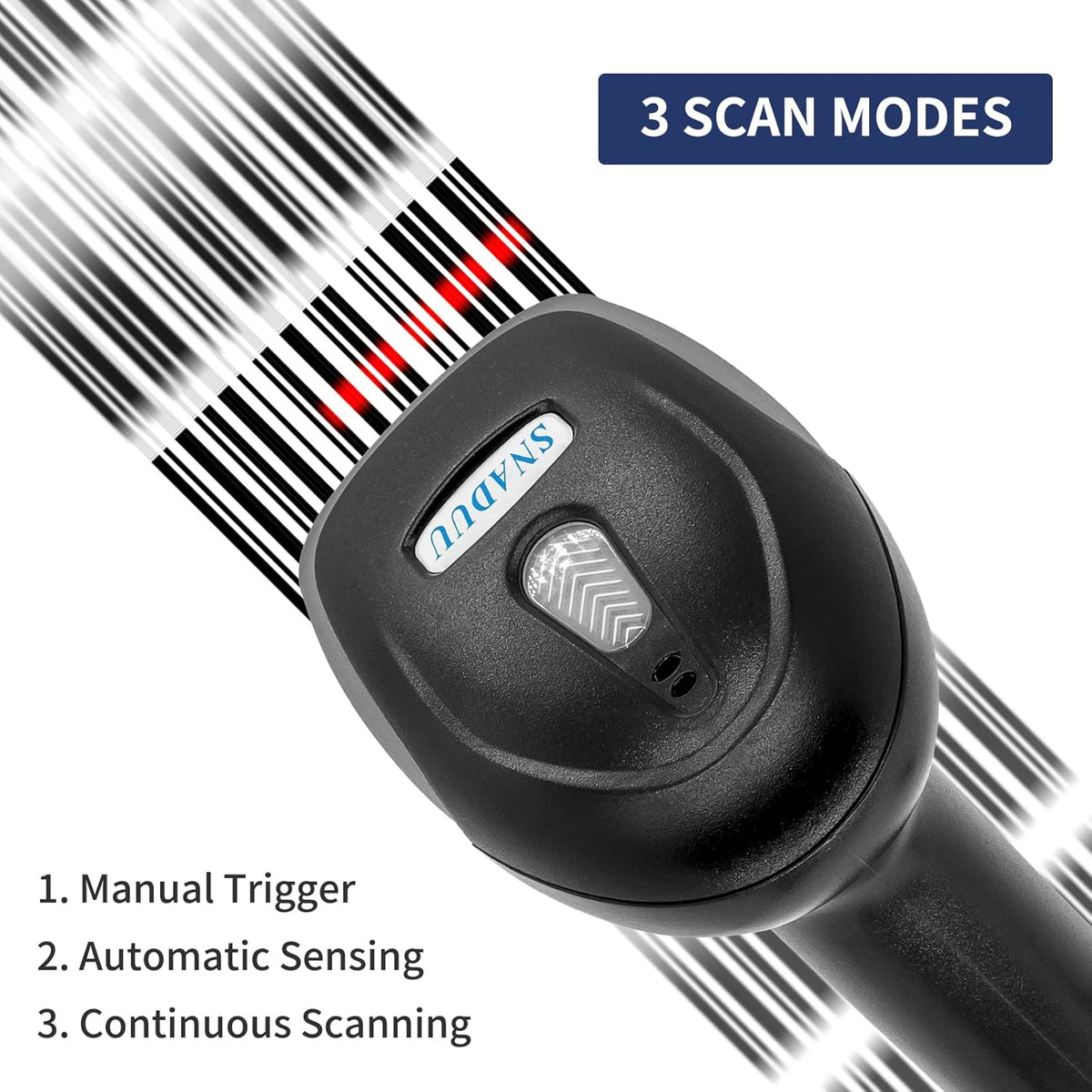 Bluetooth Barcode Scanner 2D QR Code, Handheld Barcode Reader Automatic Scan 1D PDF417 Datamatrix M6622