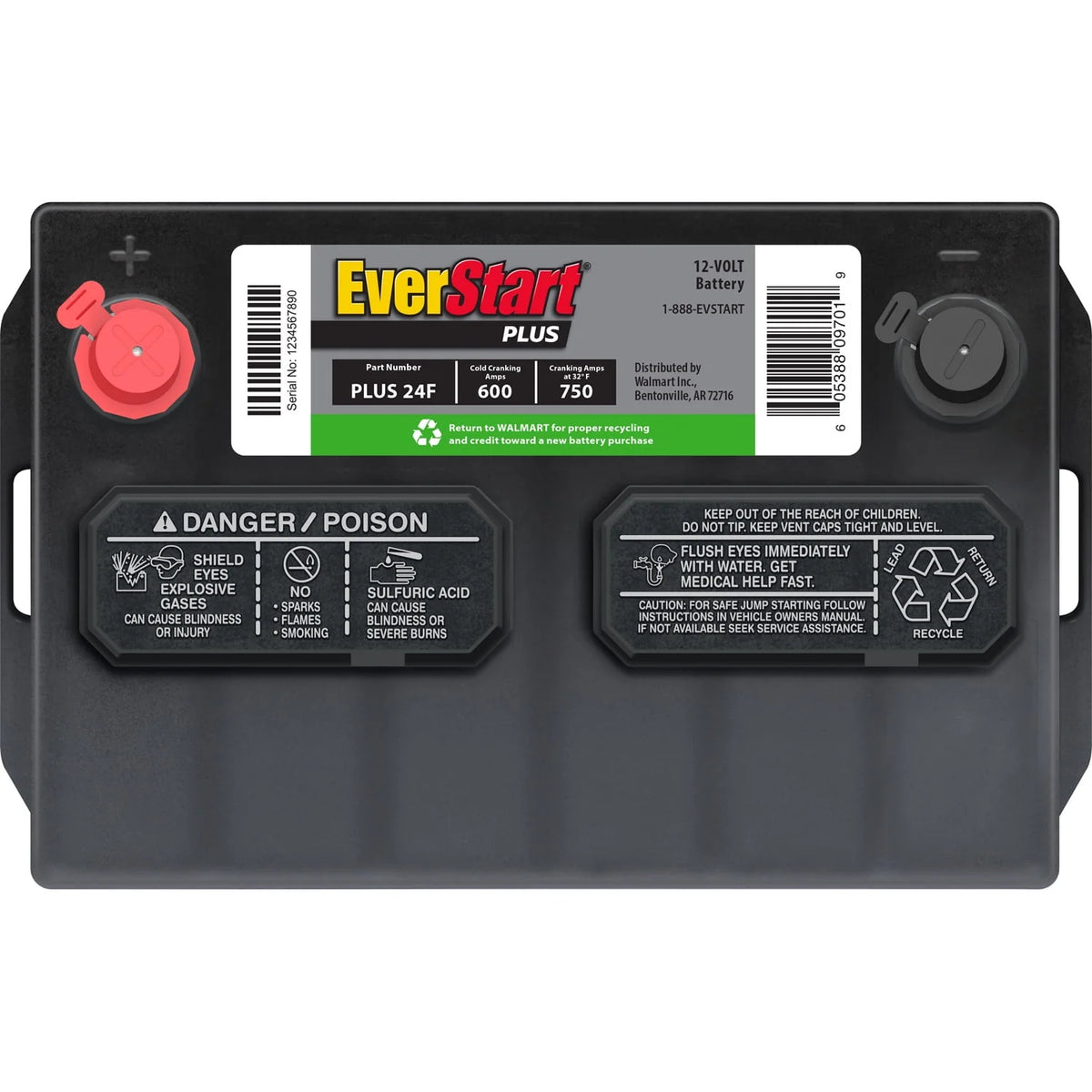 Lead Acid Automotive Battery Group Size 24F 12 Volt 600 CCA S66895
