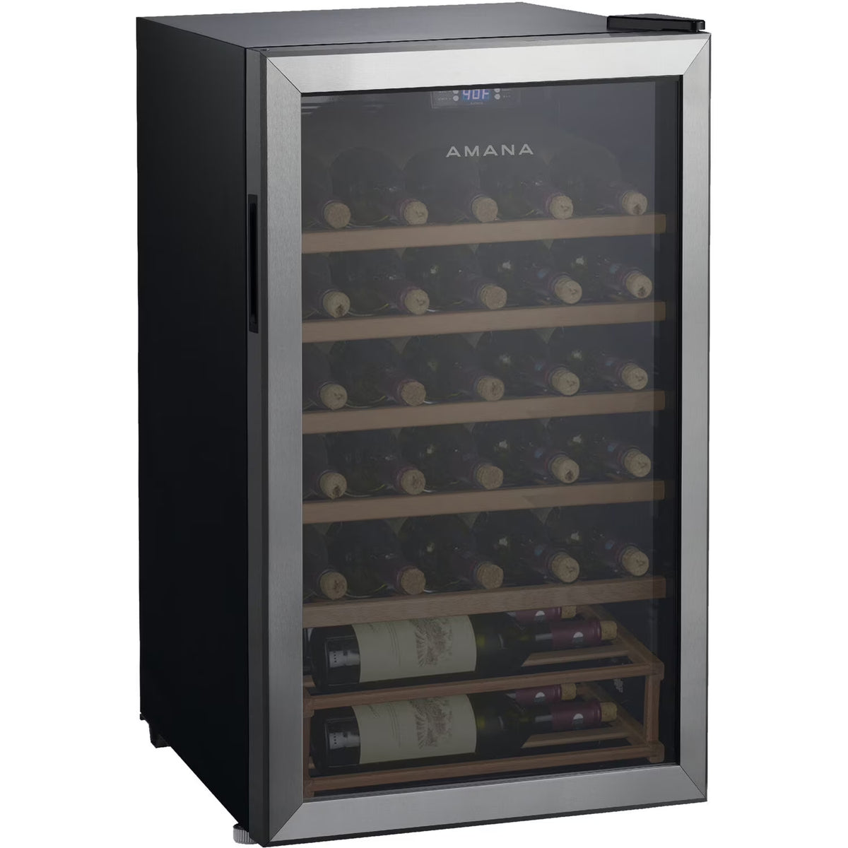 35-Bottle Single-Zone Wine Cooler with Wood Shelving V5593