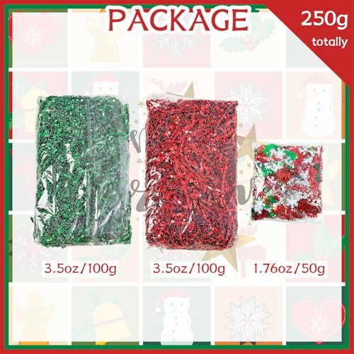 8.8oz Christmas Metallic Red Green Paper Shred T62852