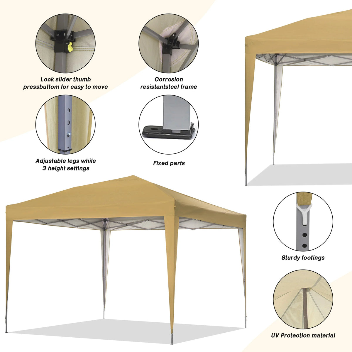 10 ft x 10 ft White Pop Up Canopy Tent with Carry Bag P262582