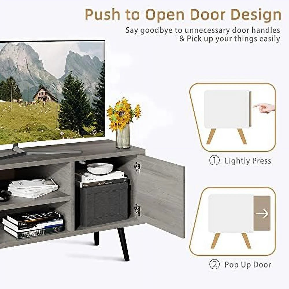 55 Inch TV Stand with Open Shelves and Drawer Y515769