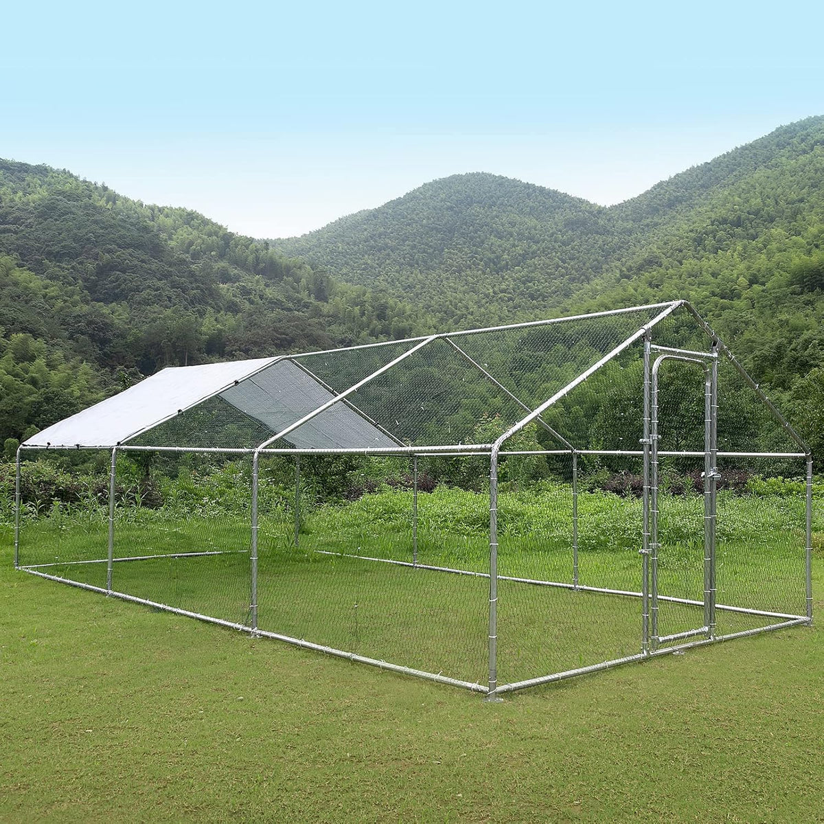 Large Metal Chicken Coop Run Outdoor Poultry Cage I6147