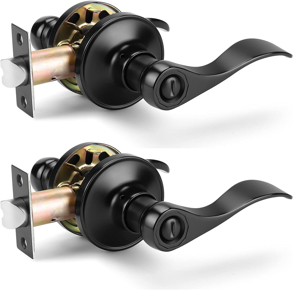 Matte Black 6 Pack Interior Door Levers Locksets Knobs T20261