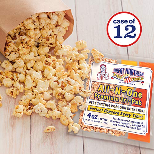 Case of 12 Popcorn Packs with 6-Ounces Pre-Measured Kernels, Salt, and Oil Packets I227