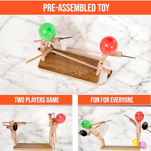 Wooden Fencing Puppets Toys Balloon Bamboo Man Battle Game (with 200 Balloons) E27816
