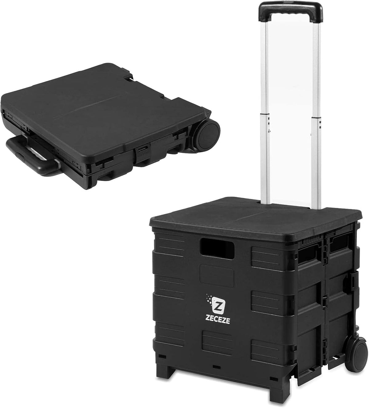 Black Collapsible Rolling Cart with Wheels and Handle E610511