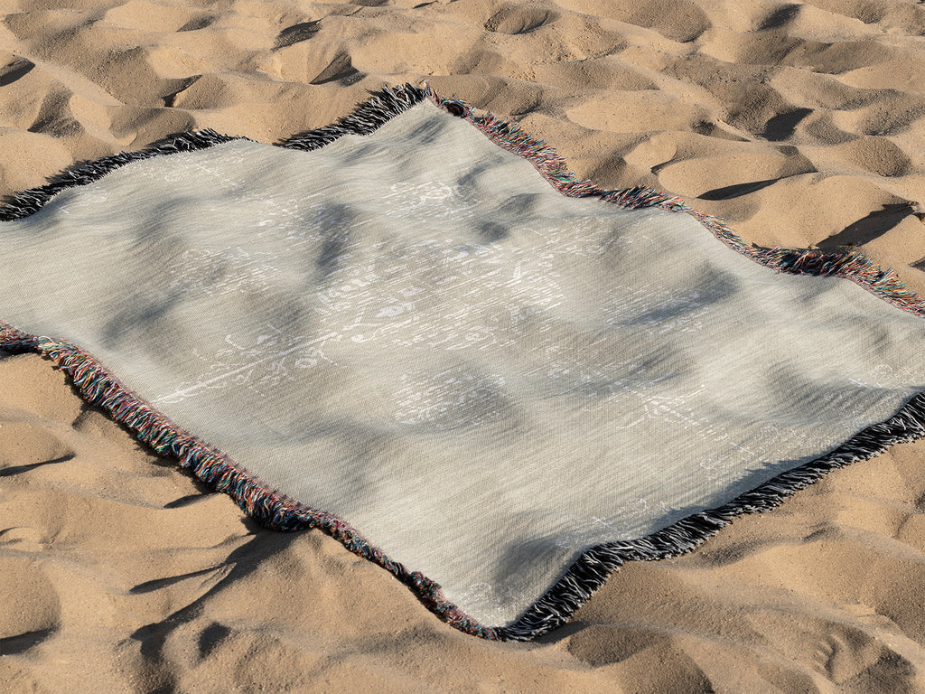 Beige Woven Throw Blanket with Fringe B12958