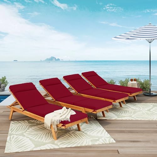 Set of 2 Outdoor Chaise Lounge Cushions, Cream W575