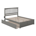 Gray Wood King Platform Bed with Twin XL Trundle H3290