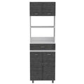 Smokey Oak White Microwave Pantry Cabinet W52333