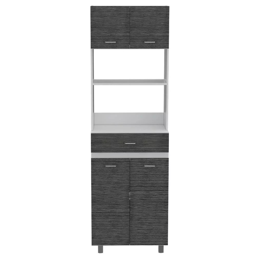 Smokey Oak White Microwave Pantry Cabinet W52333