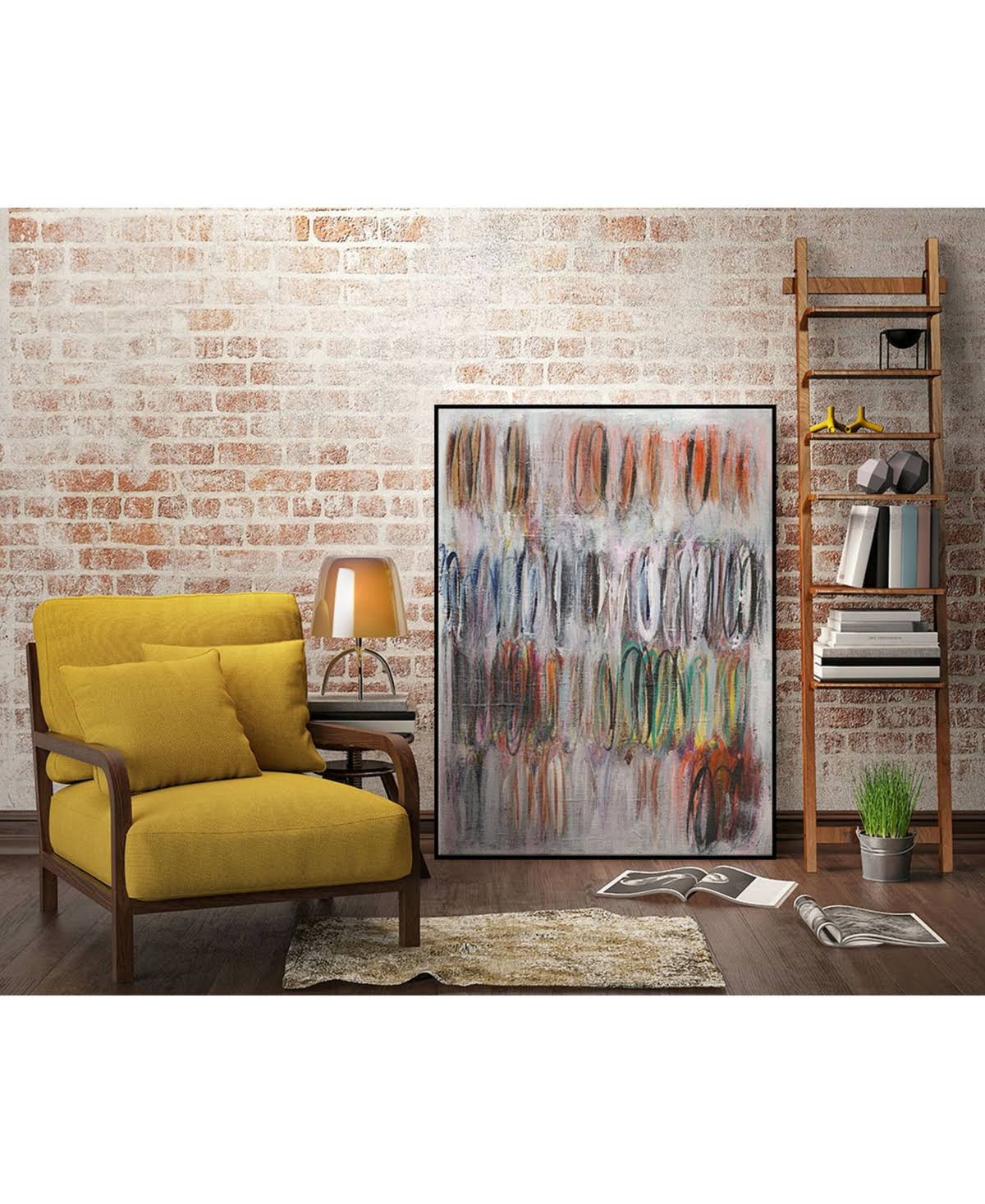 Tan Framed Canvas Art Block J5713