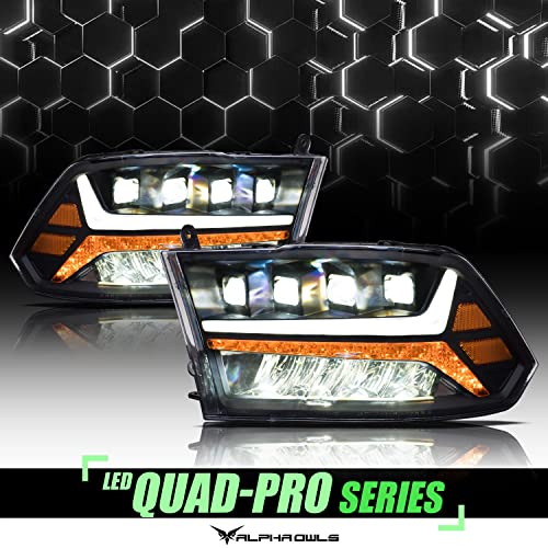 Black Amber Crystal Headlights With LED Light Bar Q515