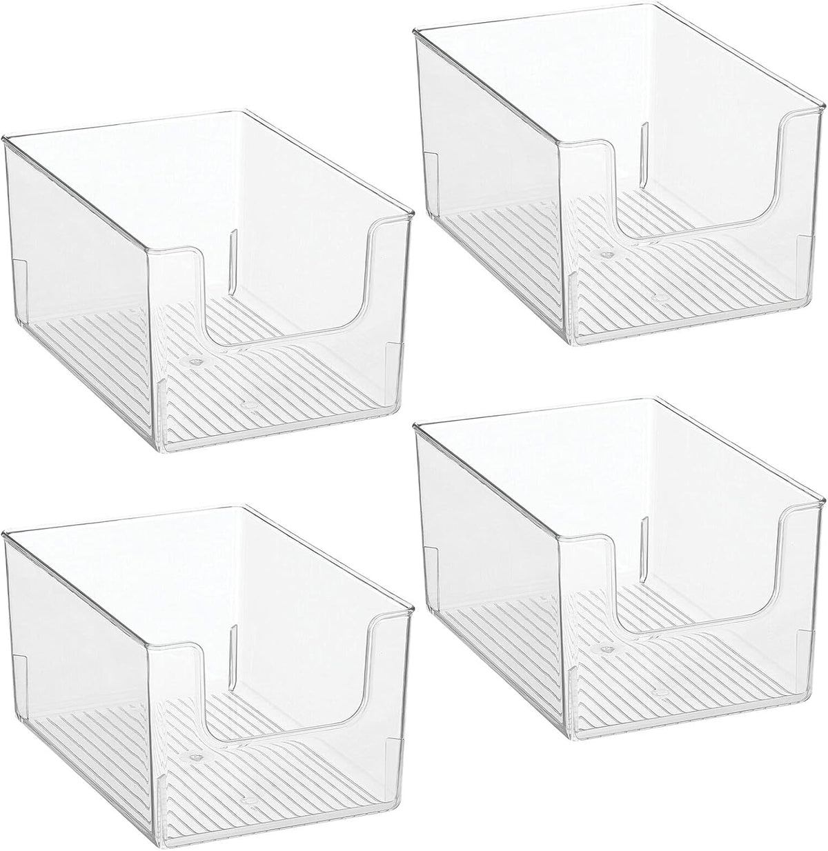 Clear Stackable Plastic Open Front Storage Organizer Bin Basket 4 Pack D12822