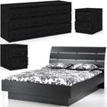 Black 4pc Queen Bed Dresser & 2 Nightstands Y2064