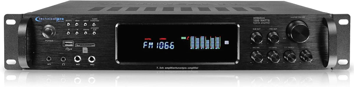 1500 Watt Bluetooth Stereo Amplifier with USB and SD Inputs G89951