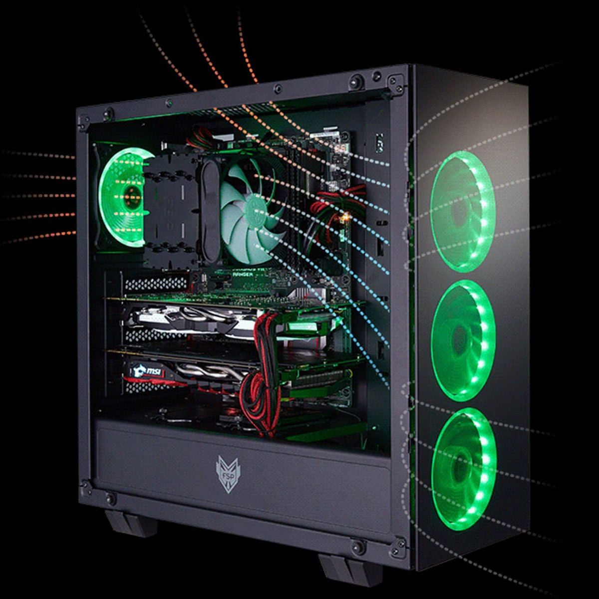 ATX Mid Tower PC Gaming Case with Tempered Glass Panels X25473