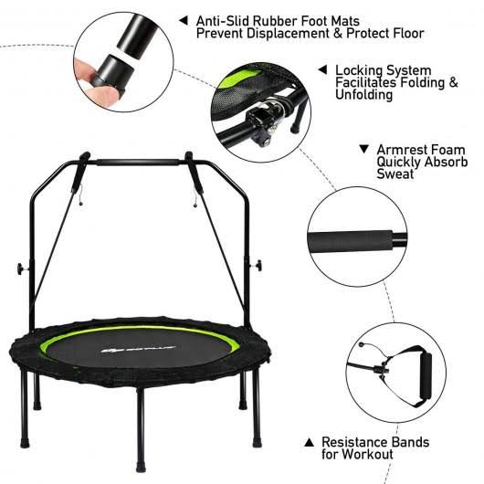 40 inch Foldable Fitness Rebounder with Resistance Bands Z62091