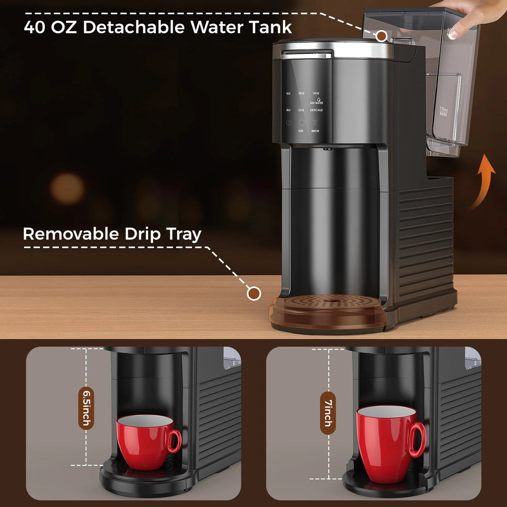 2-in-1 Single Serve Coffee Maker, Black F67659