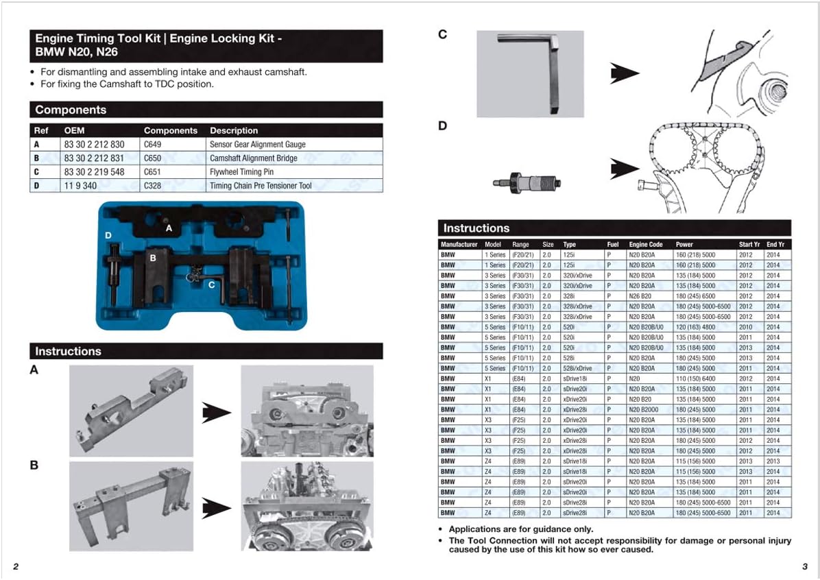 Engine Alignment Locking Timing Tool Pack of 2 D2850
