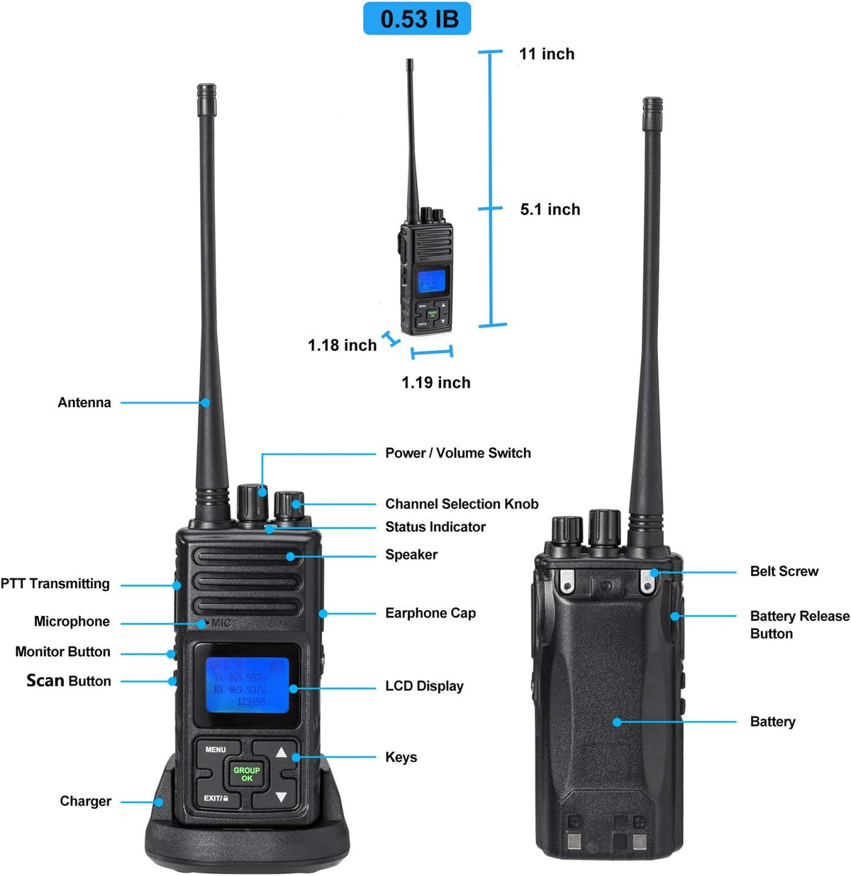 3 Packs UHF Two Way Radios Walkie Talkies E292