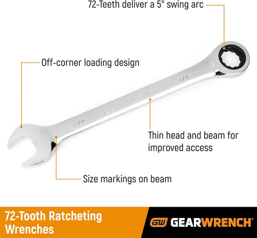12 Pt. Ratcheting Combination Wrench, 1-5/16", Pack of 2 W560489