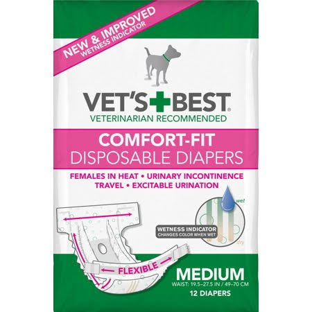 Comfort-Fit Disposable Diapers for Female Dogs, Medium, 12 Count, 6 Pack J60169