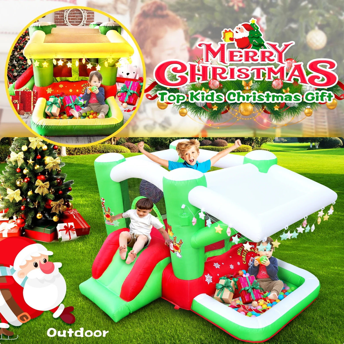 Christmas Jump 'n Bounce House with Blower D56497