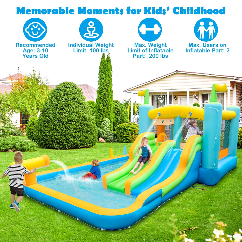 Inflatable Water Slide Park with Double Slides Splash Pool S603